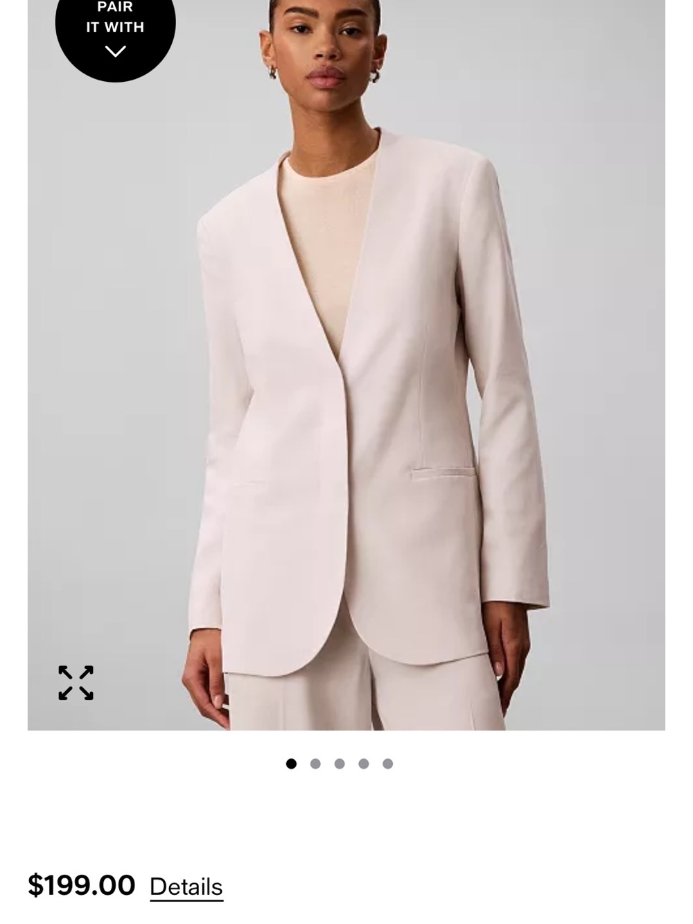 Women's Sand White Structured Open-Front Blazer